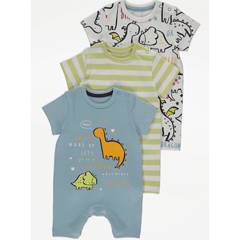 George 3Rompers Short Sleeved 9-12months