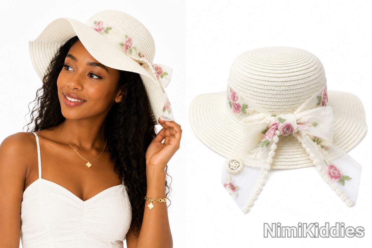 Beach Straw Hat with Bow