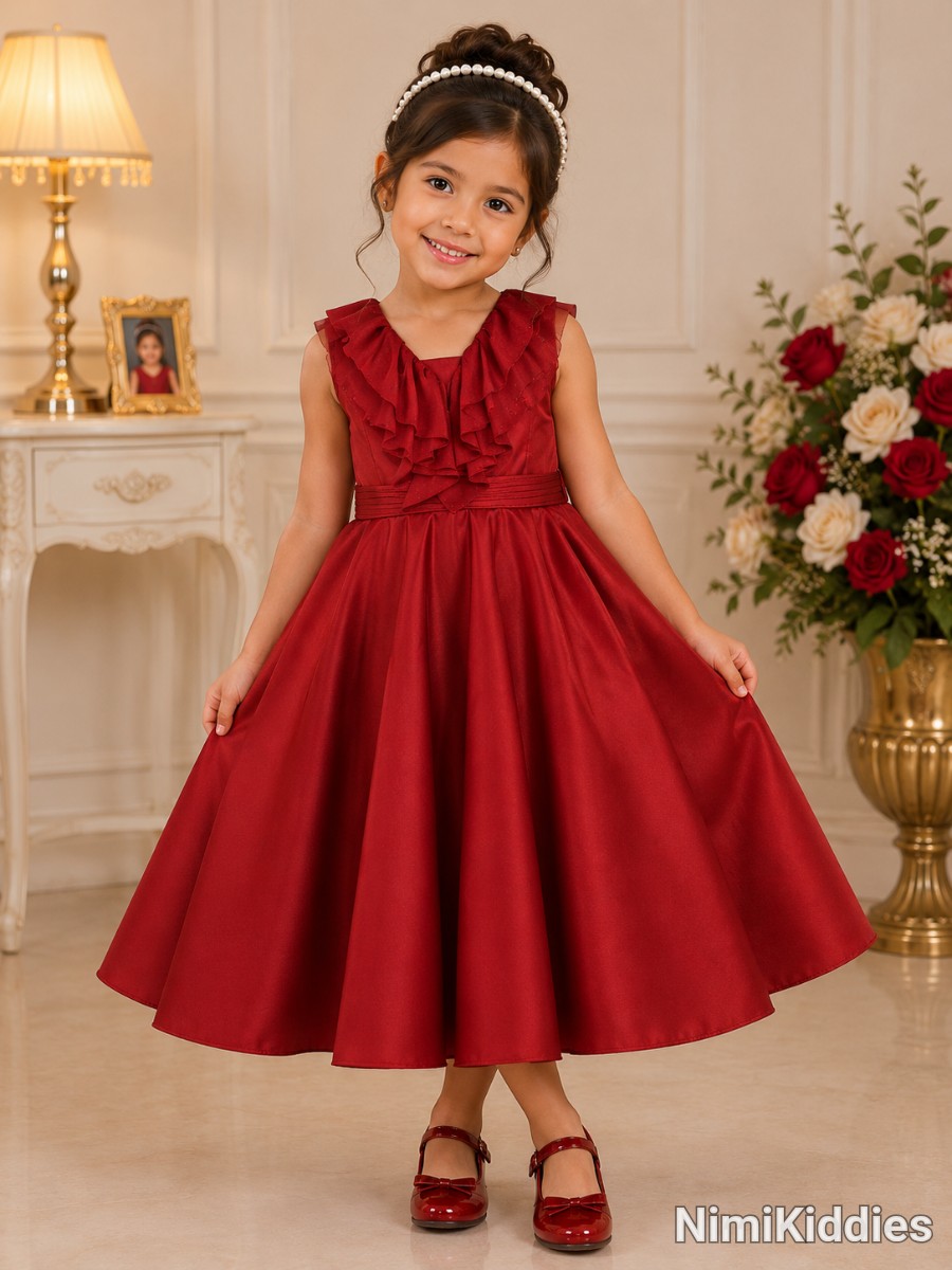 Babooni Girls Red Gown