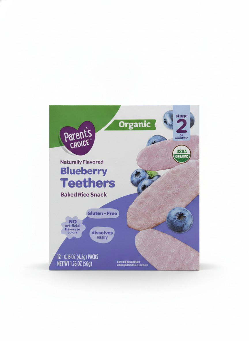 Parent's Choice Naturally Flavoured BlueBerry Teethers Baked Rice Snacks