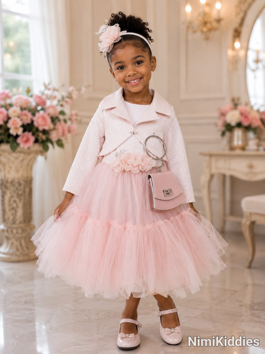 Gold Kids Ball Gown Set (1 Head Band & Clutch Purse)