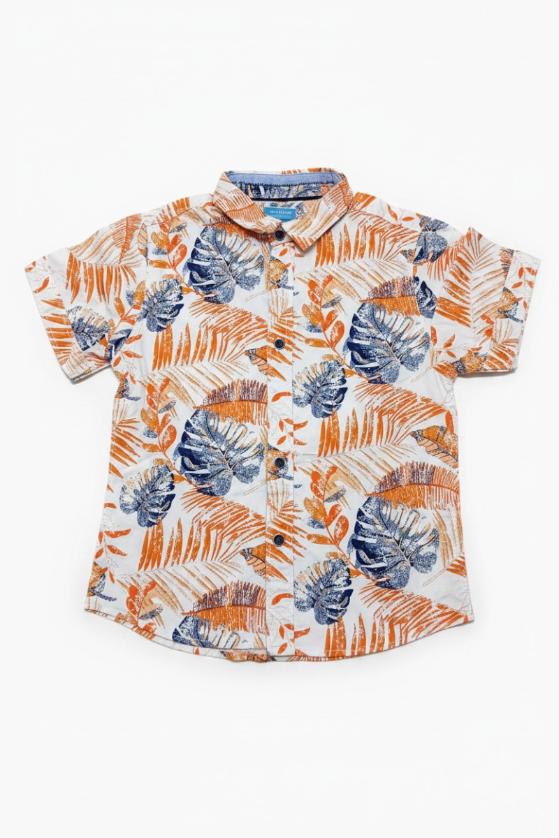 Jacodoco Mixed Colured Short Sleeve Shirt (Orange and White)