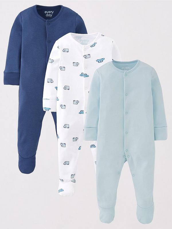 Pack Of 3 Long Sleeve Sleep Suits (3-6 Months)