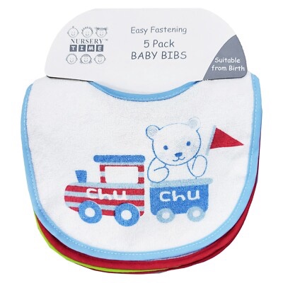 Nursery Time Easy Fastening 5 Pack Baby Bibs