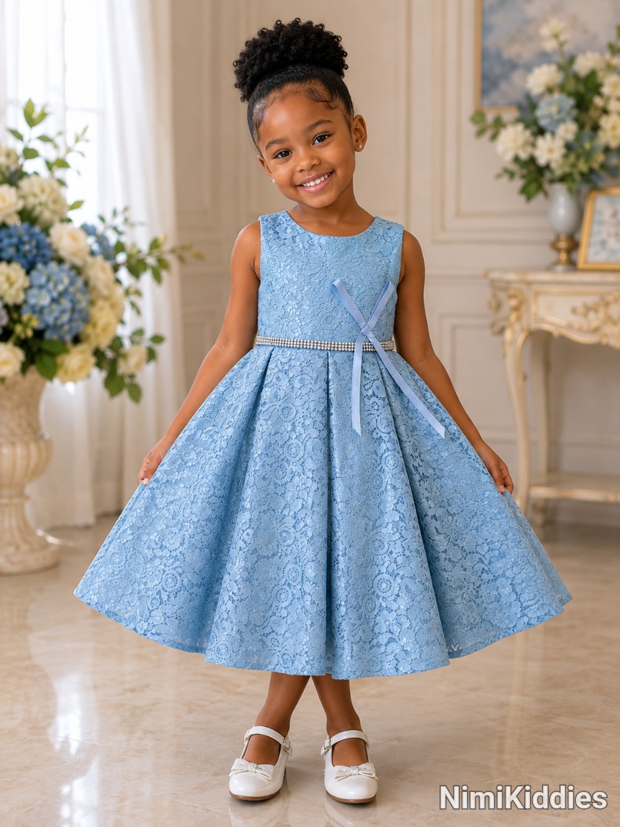 Blue Colour Girls Ball Gown