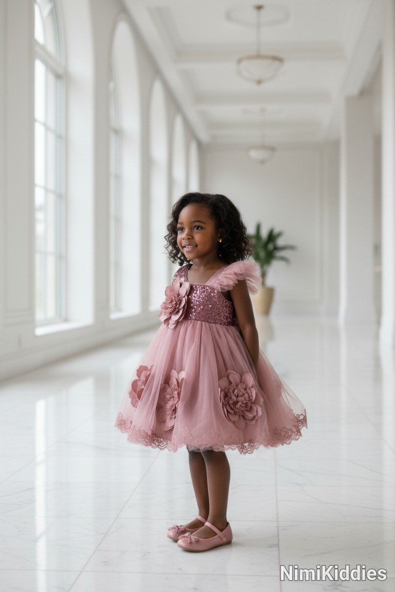 Girls peach ball gown