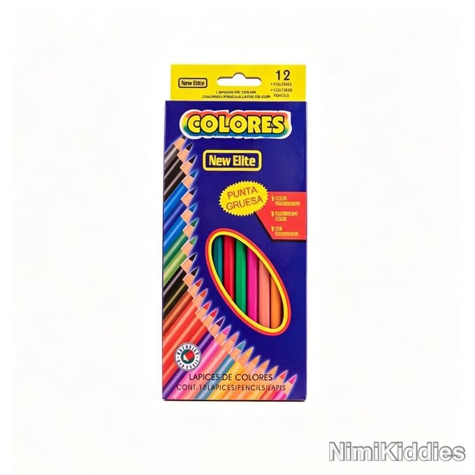 New Elite Colored Crayons 12 pack Set