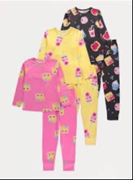 Kids Long Sleeve Tee & Long Pants Pyjamas 3 Pack Set