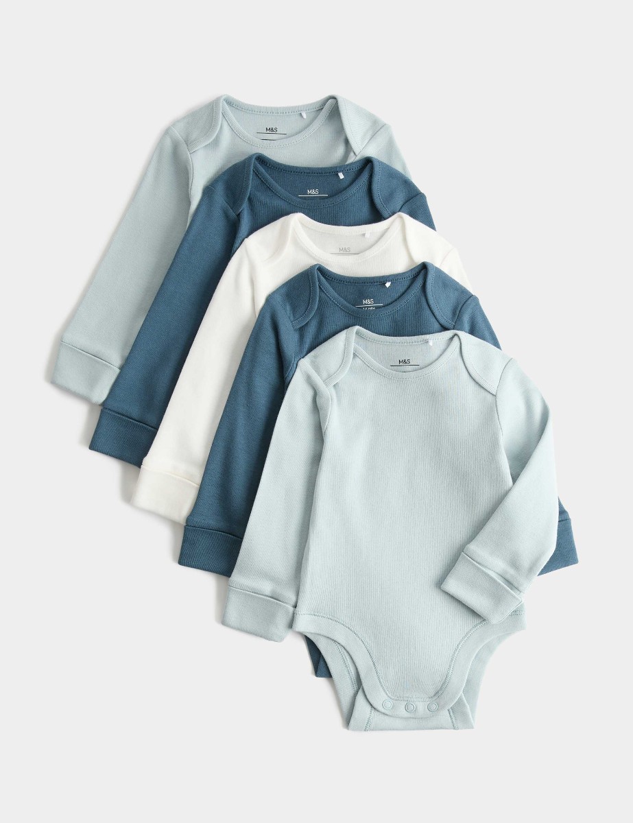 M&S 5in1Long Sleeved Baby BodySuits (New Born)