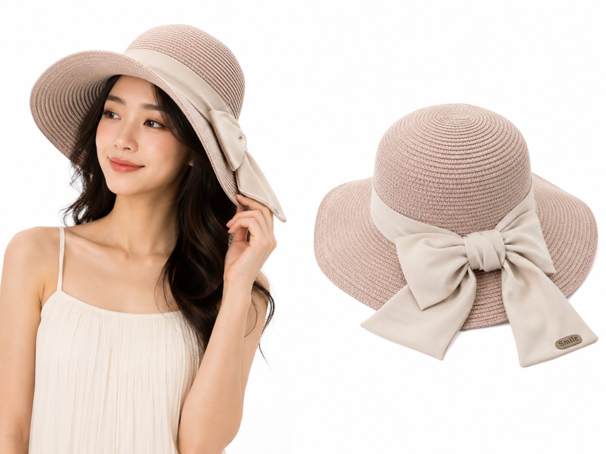 Smile Beach Straw Hat with Bow