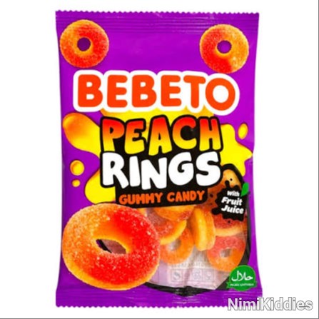 Bebeto Peach Rings Gummy Candy With Fruit Juice 80g.
