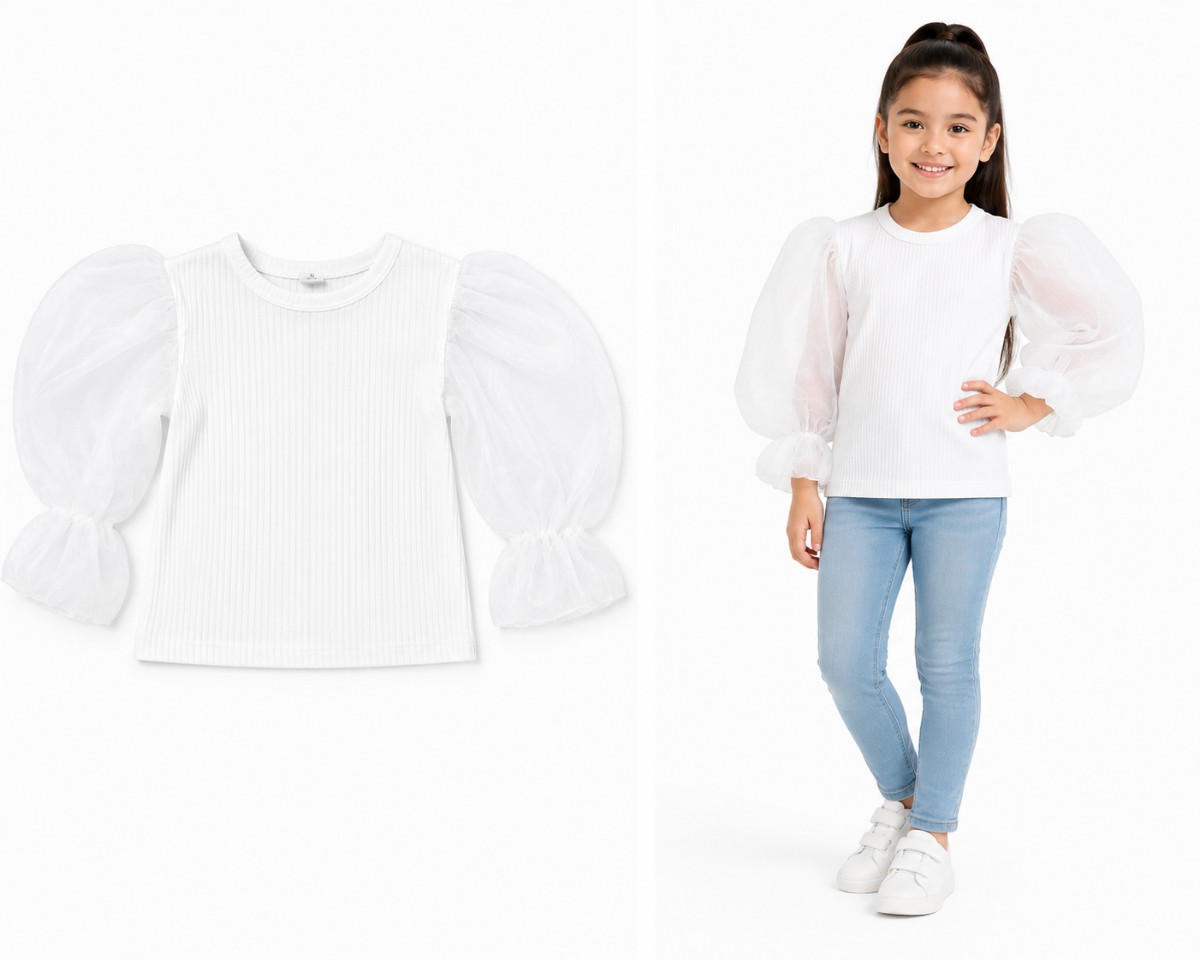 Yue Kai Xin Girls Top With Butterfly Sleeve