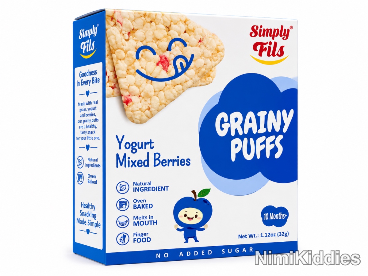 Simply Fils Grainy Puffs Yogurt Mixed Barries Biscuits 32g (10 Months +).