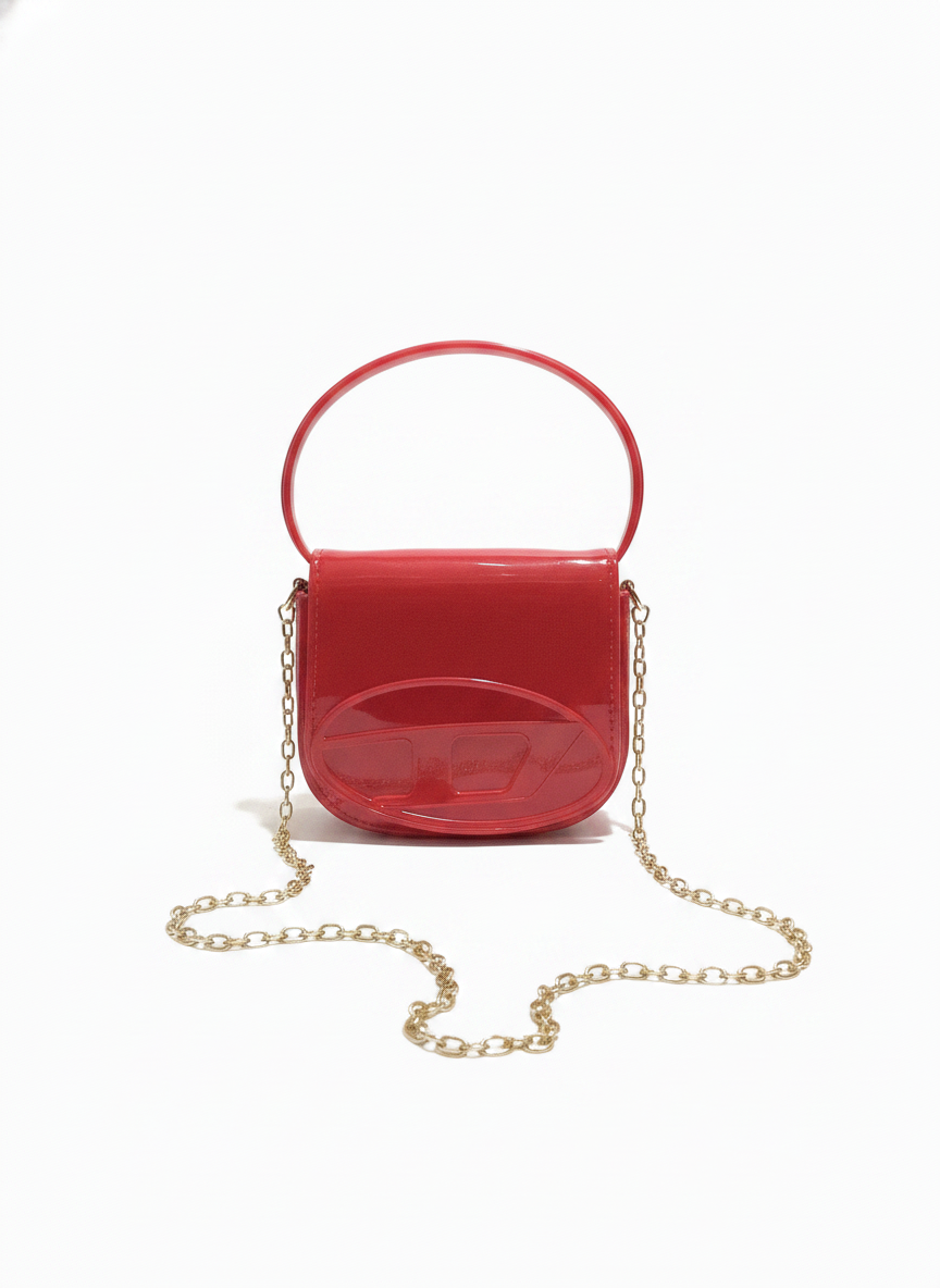 Rubber Girls Hand Bag With Chain