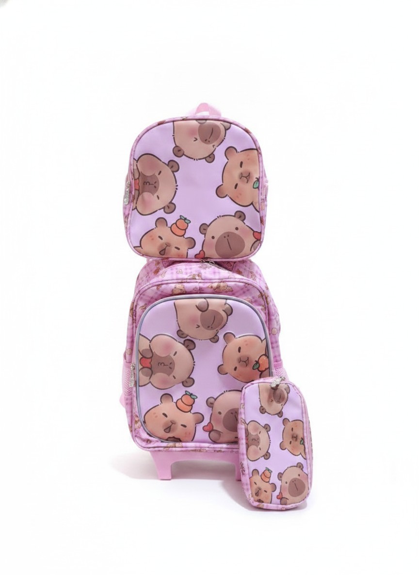 Character Trolley Backpack With Lunchbag And Pencil Case(Teddy)