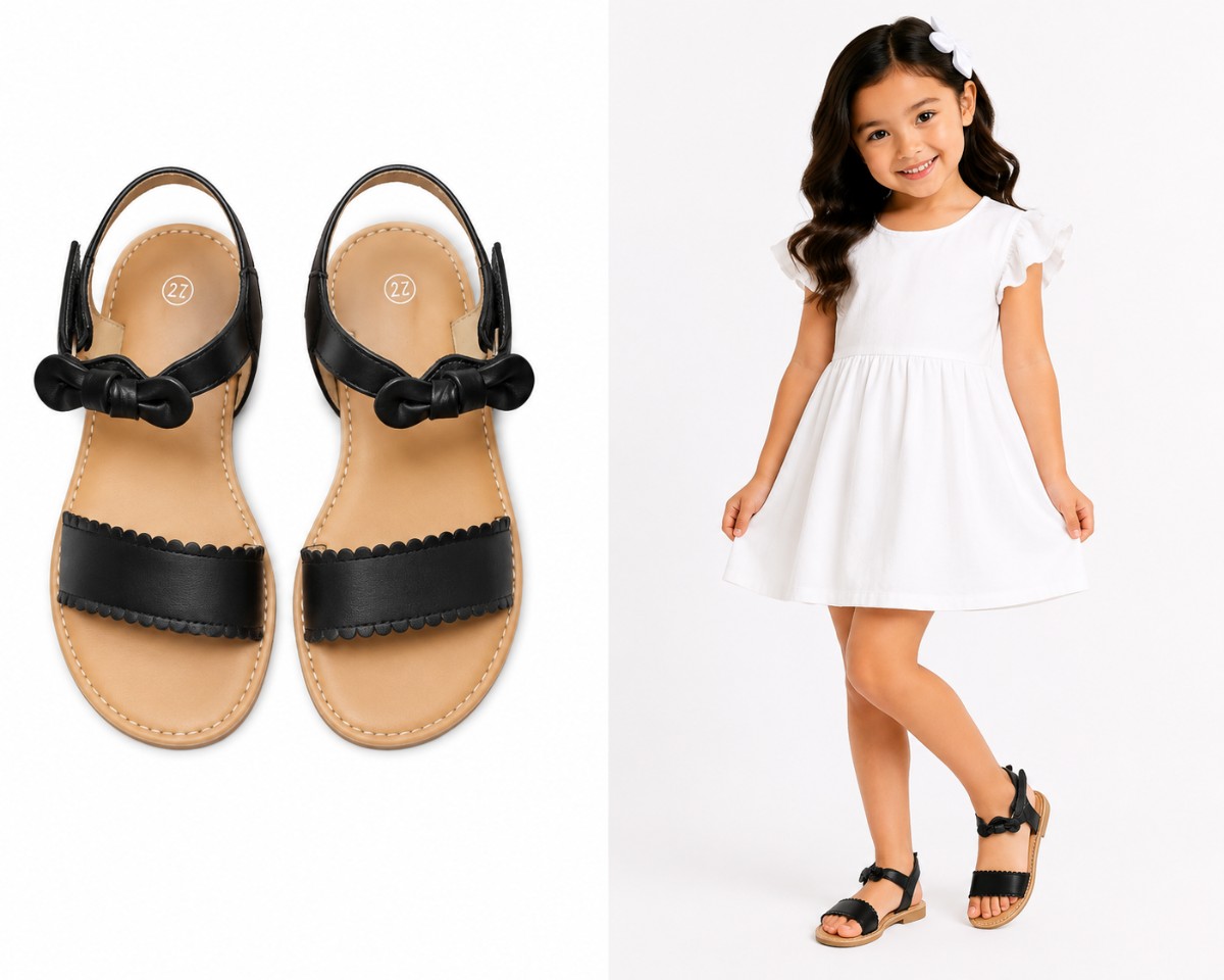 Girls Black Cute Sandals.