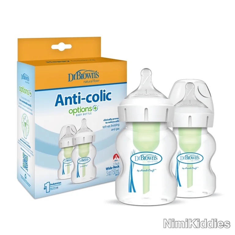 Dr Brown’s Natural Flow Anti-Colic Options+ 2pack Baby Bottles 150ml.