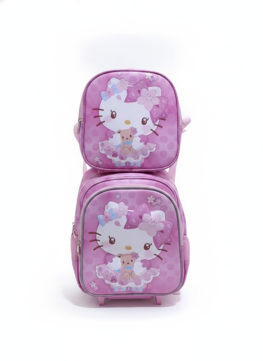 Character Trolley Backpack With Lunchbag(Hello kitty)