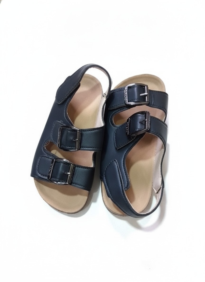 Kids Black Sandals With Buckle