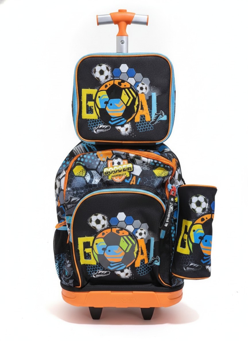 JasmineStar Soccer Champion (US) Trolley Backpack With Lunchbag And Pencil Case (17inches)