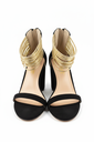 Girls Black Heel With Golden Strap Design