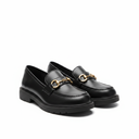 GIRLS BLACK SHOE WITH GOLD DESIGN