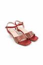 Girl's Red Sandals Heels With Stone Design.
