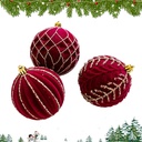 3in1 White With Red & Gold Design Christmas Ball Décor.