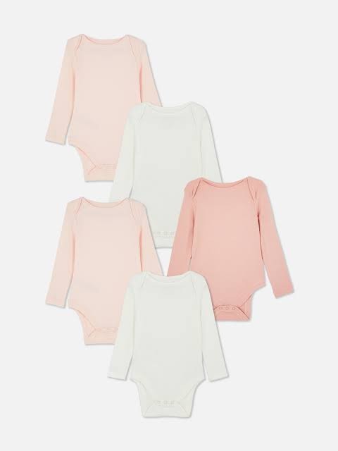 Primark 5in1 Baby Bodysuits (0-1month)