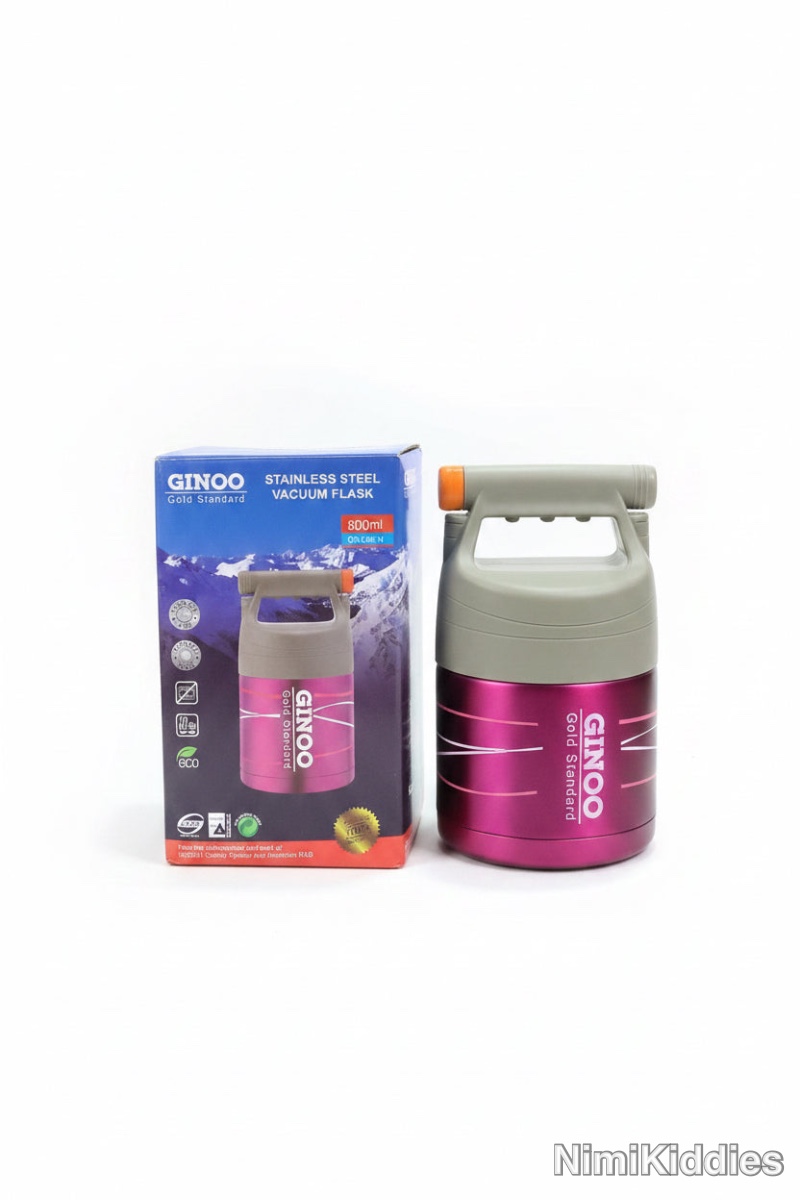 Ginoo Vacuum Insulated Stainless Steel Food Flask GN-800-11 (800ml).