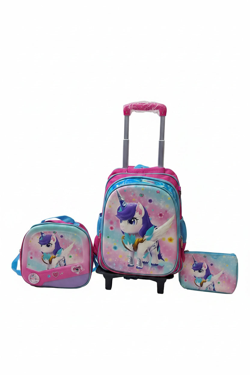 Unicorn 3in1 Trolley Back To School Backpack