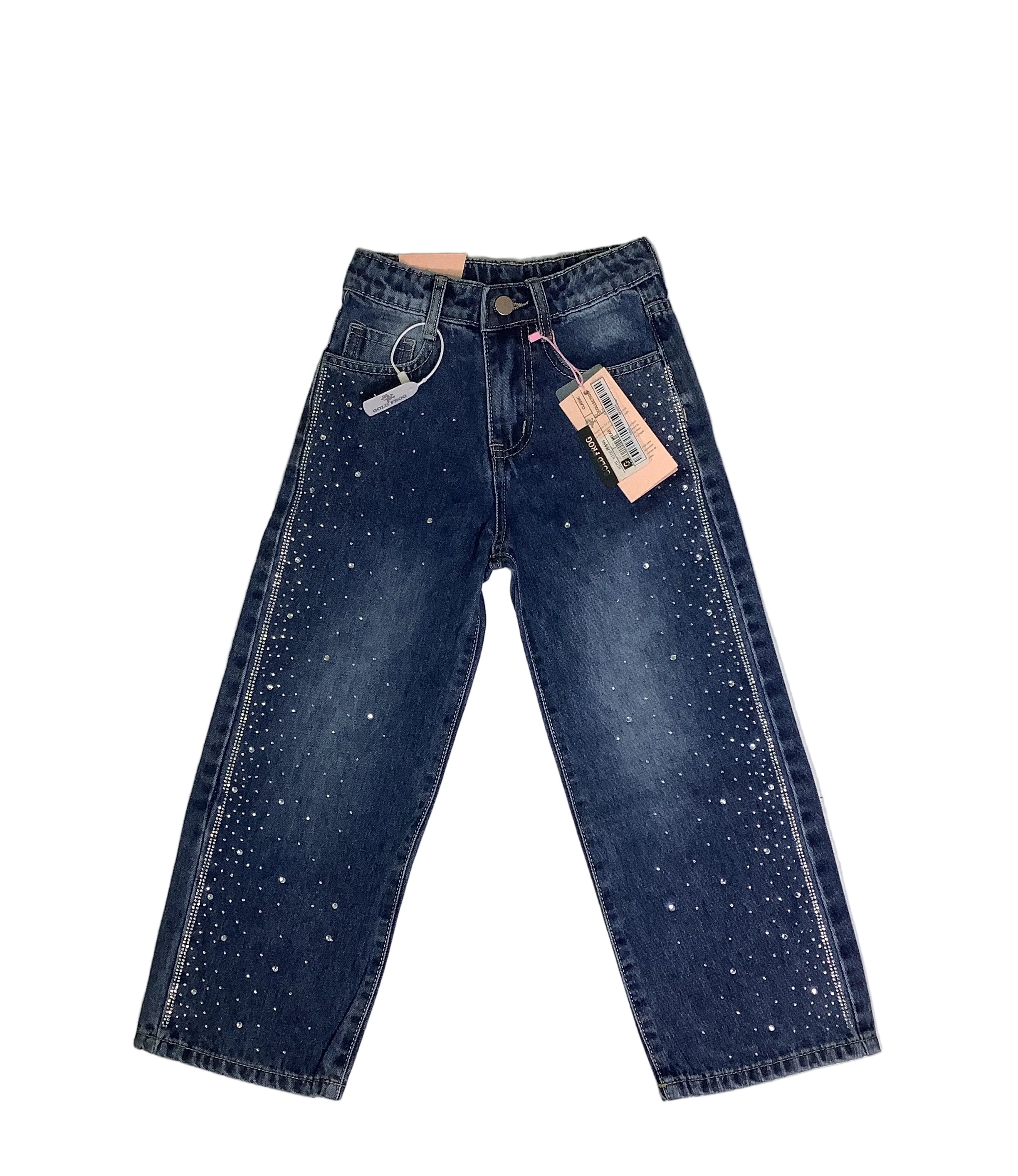 Gold Frog Girls’ Denim Jeans with Stone Detail