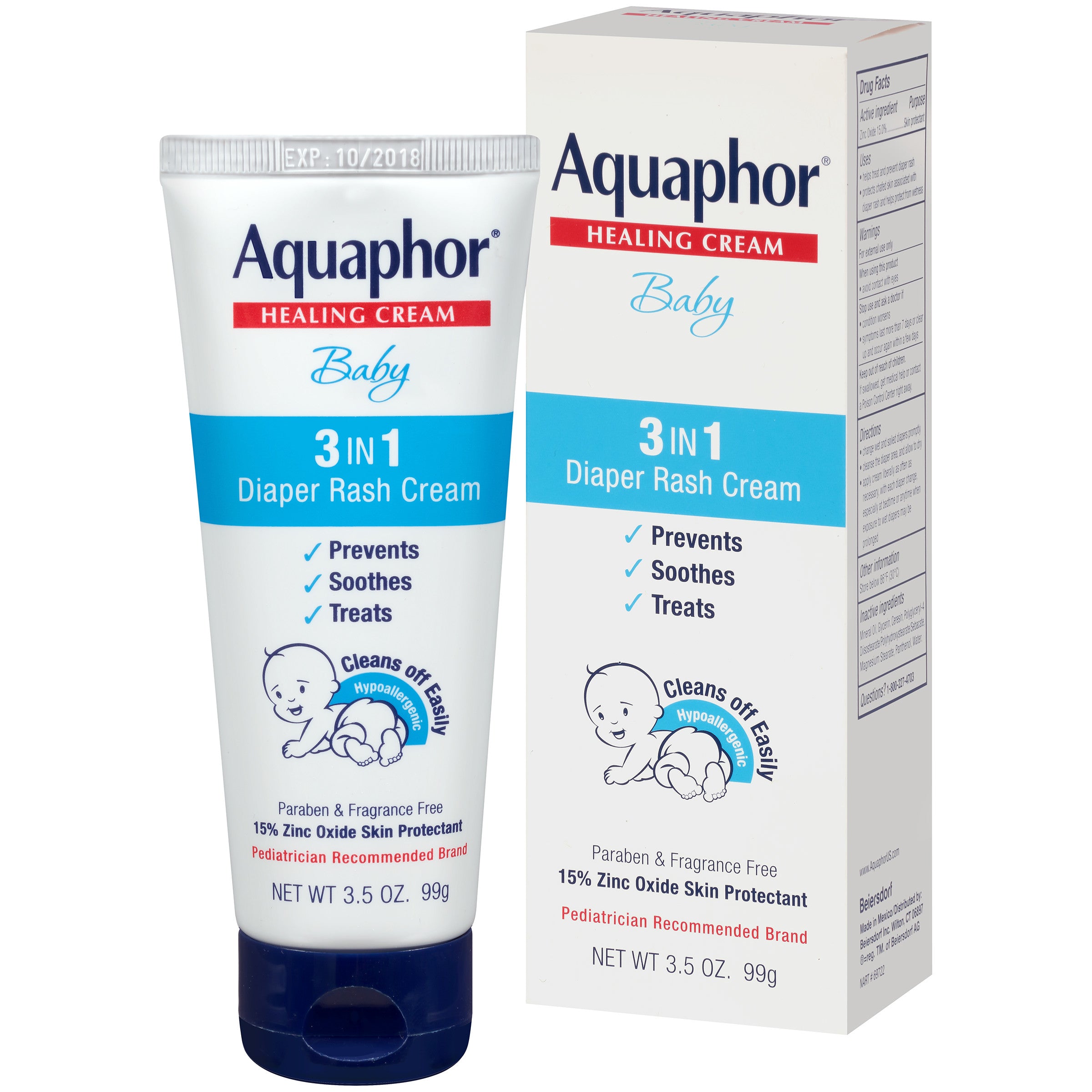 Aquaphor Healing Baby 3 in 1 Diaper Rash Cream (99g).
