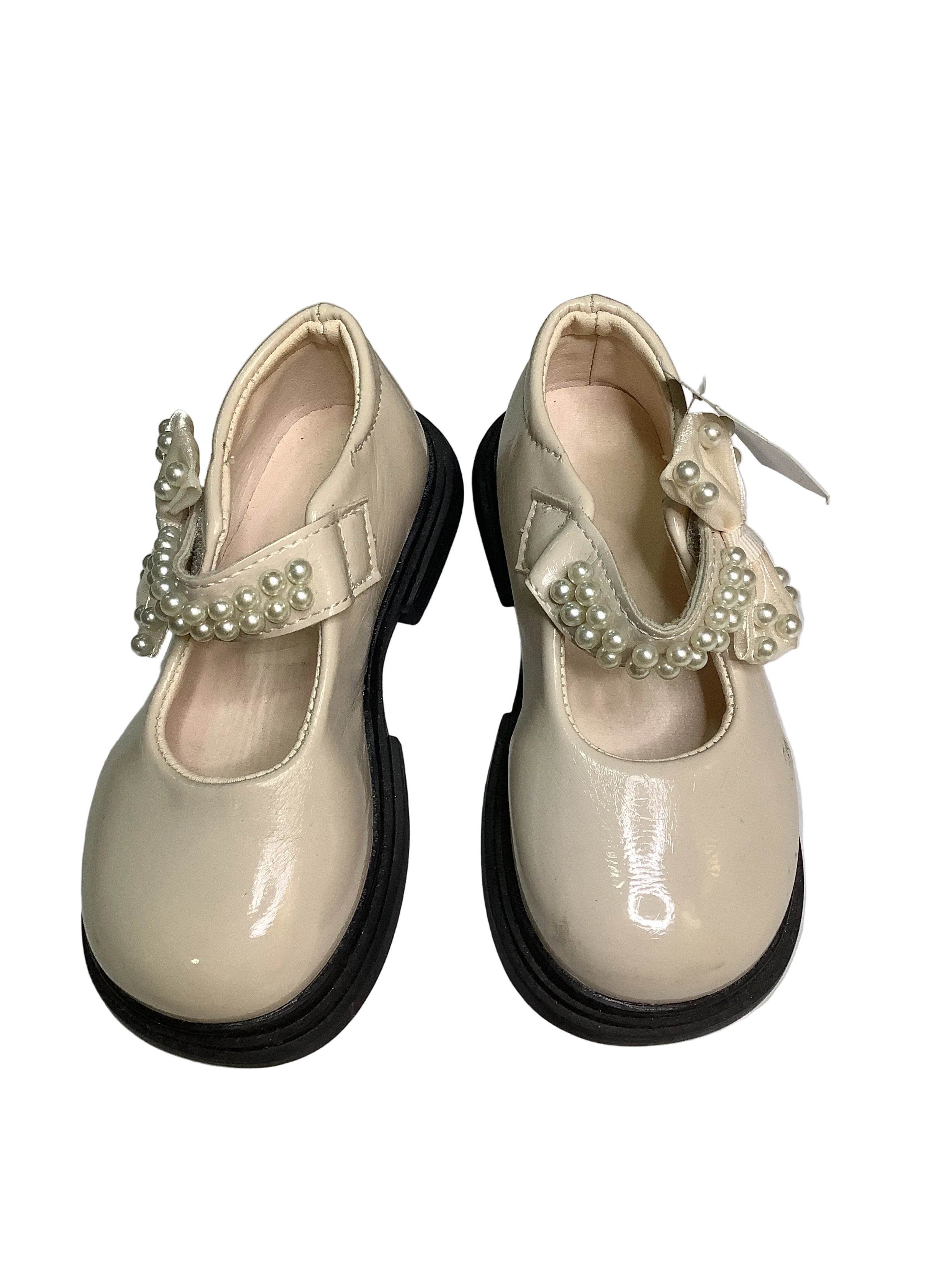 Milk Colour Shoe With Black Sole Baby Shoe