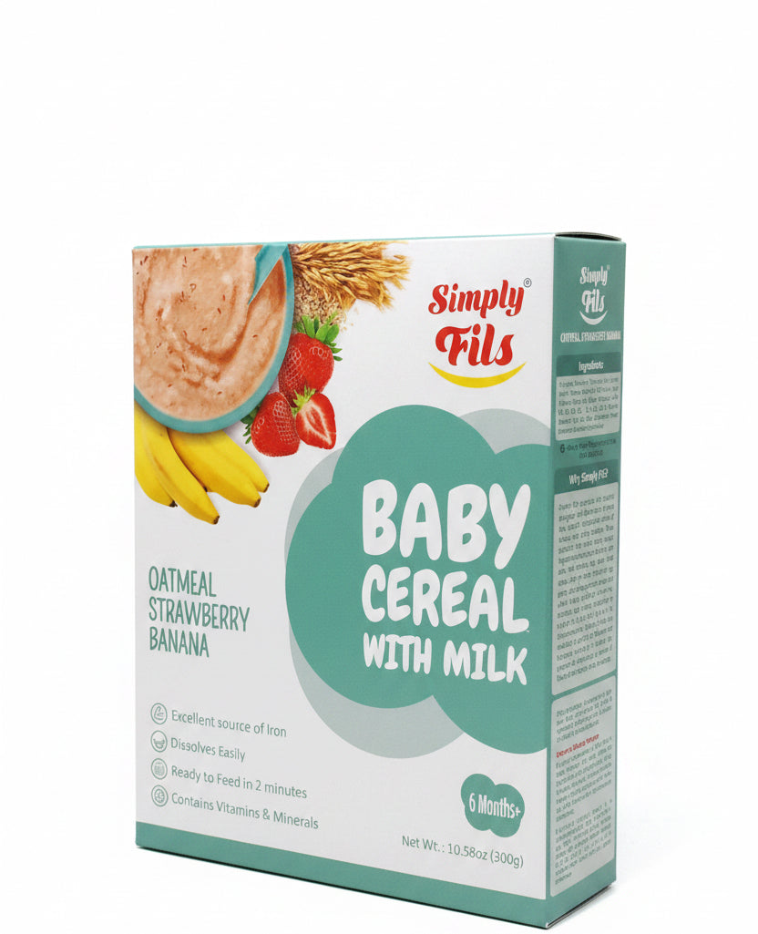Simply Fils Baby Cereal With Milk (Oatmeal Strawberry Banana) 300g.