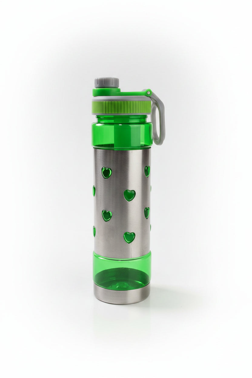 Heart Design Transparent Water Bottle.