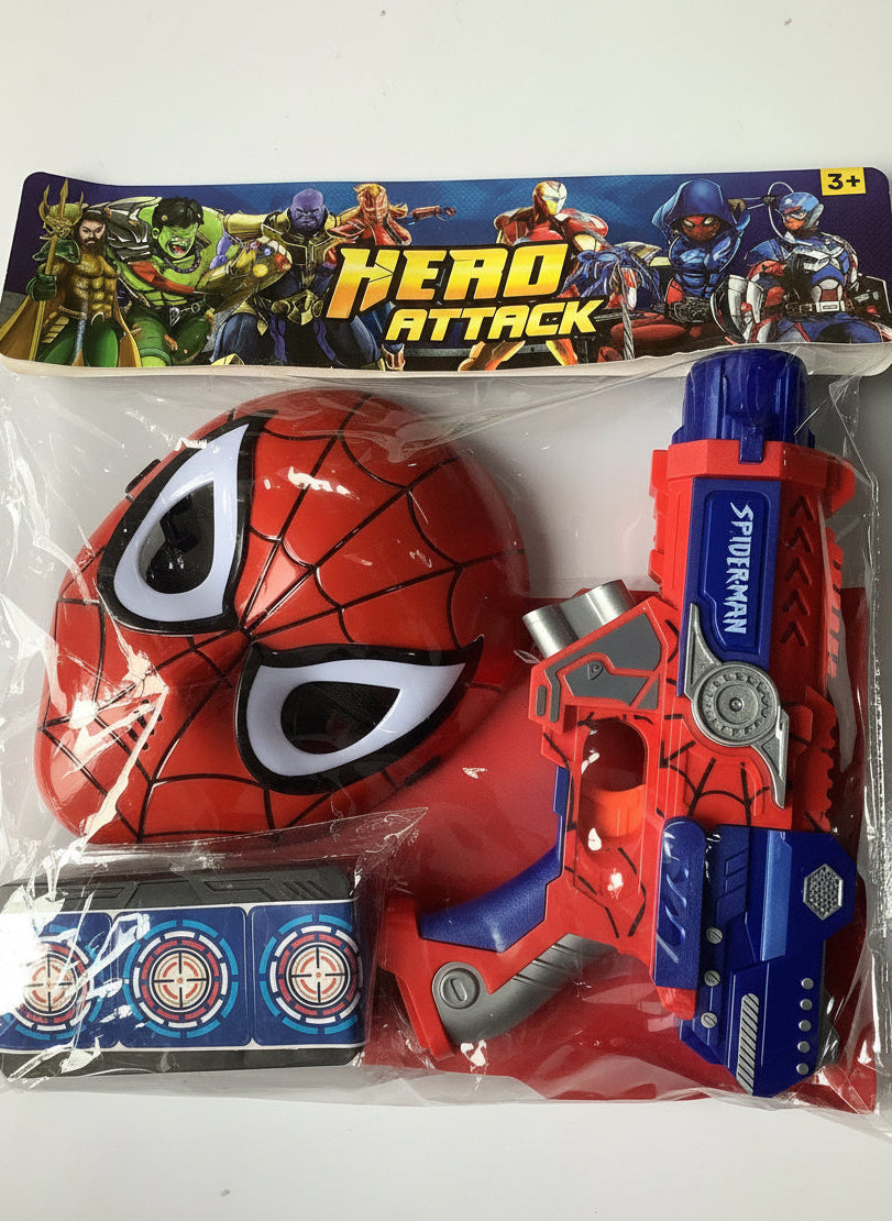 Hero Attack (Spiderman) Mask & Gun 3yrs+
