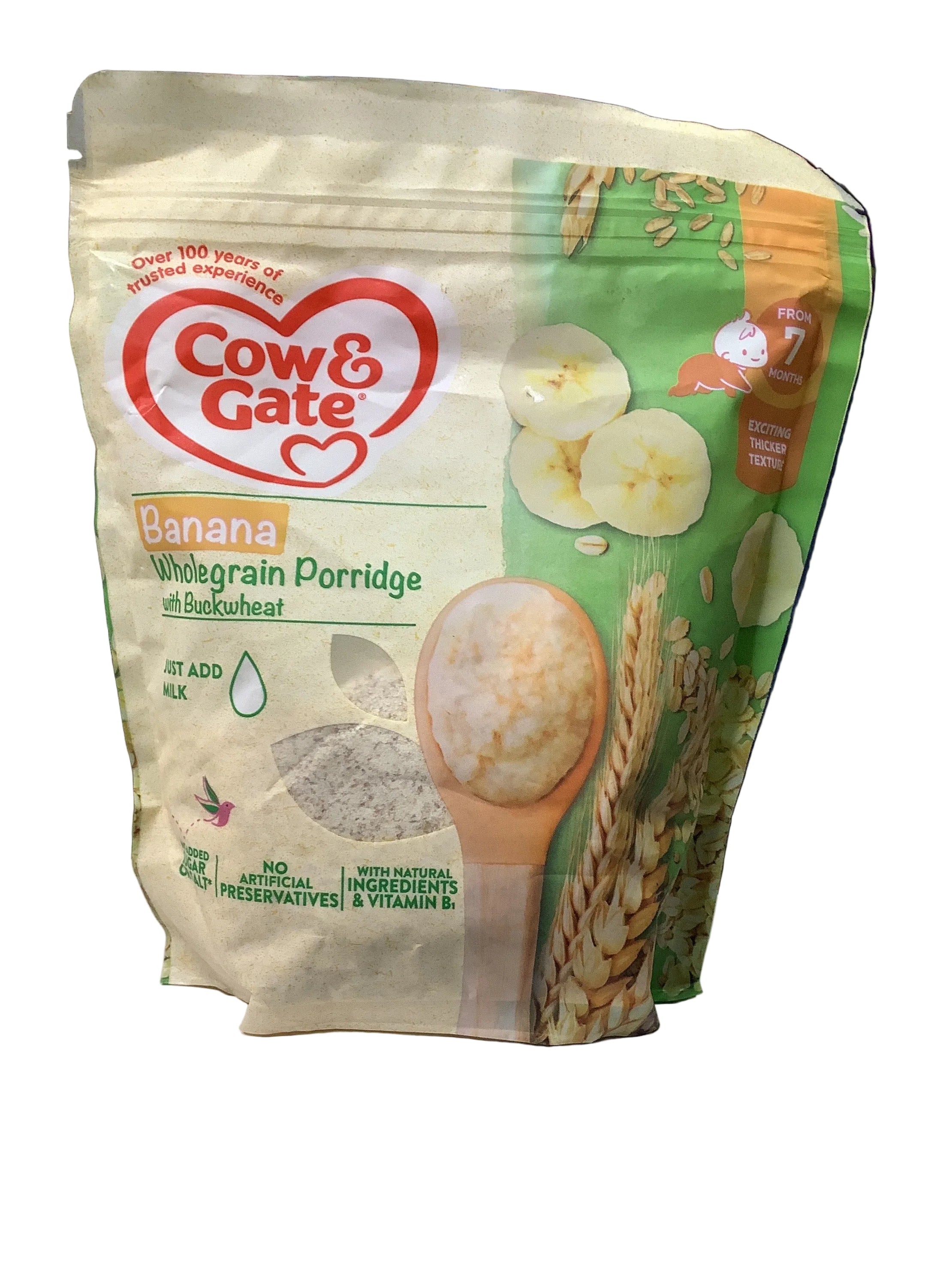 Cow & Gate Banana Wholegrain Porridge with Buckwheat Baby Cereal 200g ( from 7Months)