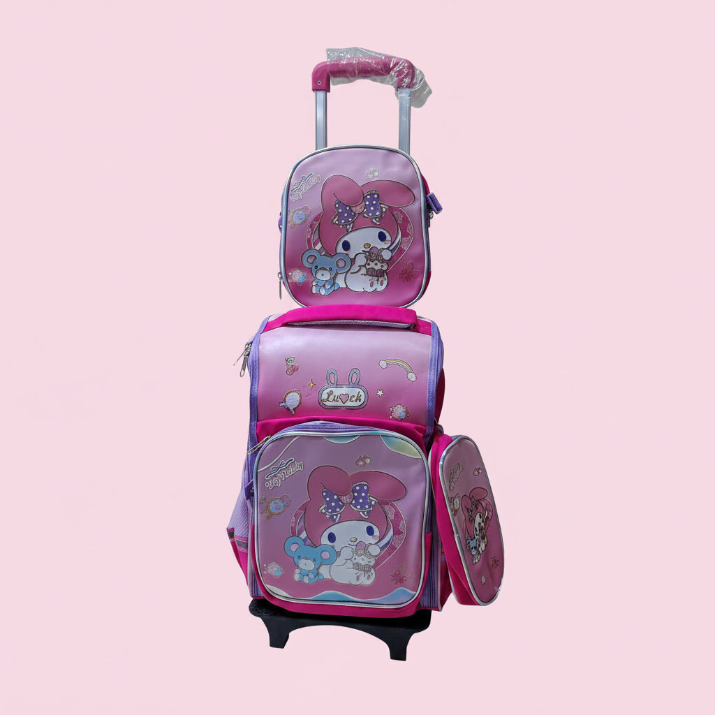 LUCK MY MELODY STROLLEY BACK TO SCHOOL BAG.
