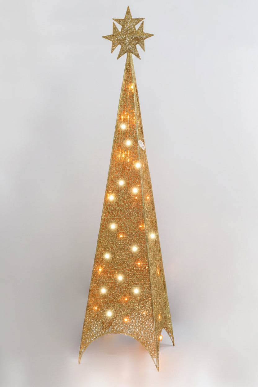 Pyramid Christmas Deco With LED Light (Gold-Medium pinnacle)
