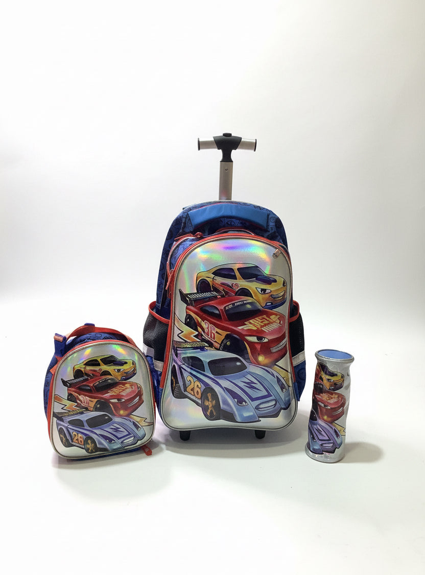 Jasmine Star Racers Car 3in1 Trolley Back To School Bag.