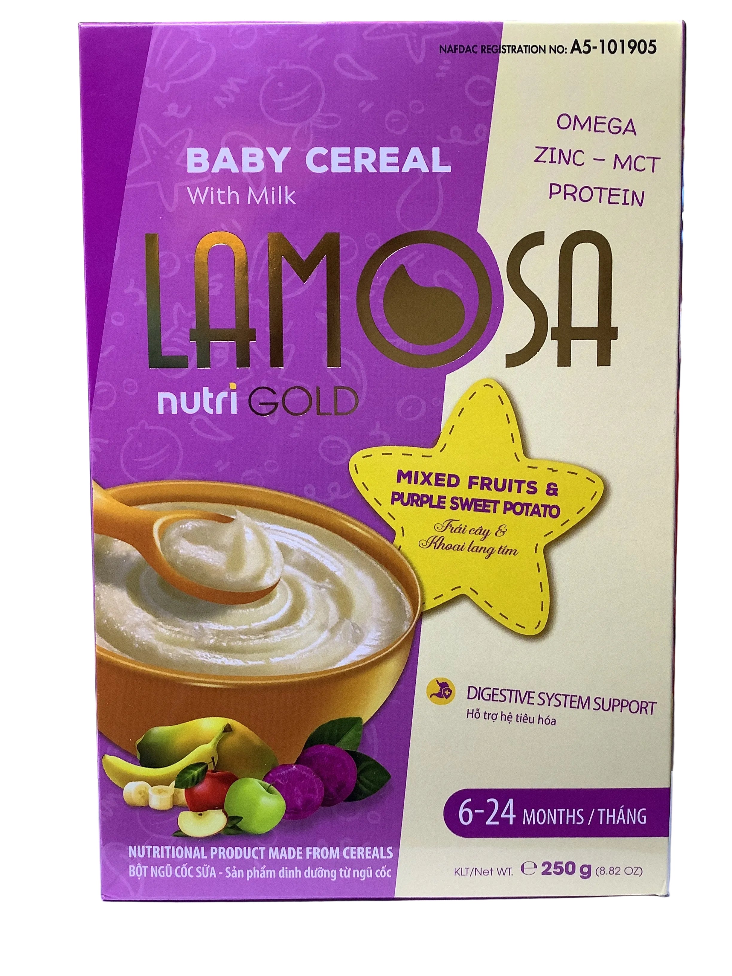 Lamosa Nutri Gold Mixed Fruits & Purple Sweet Potato 250g (6-24 Months)