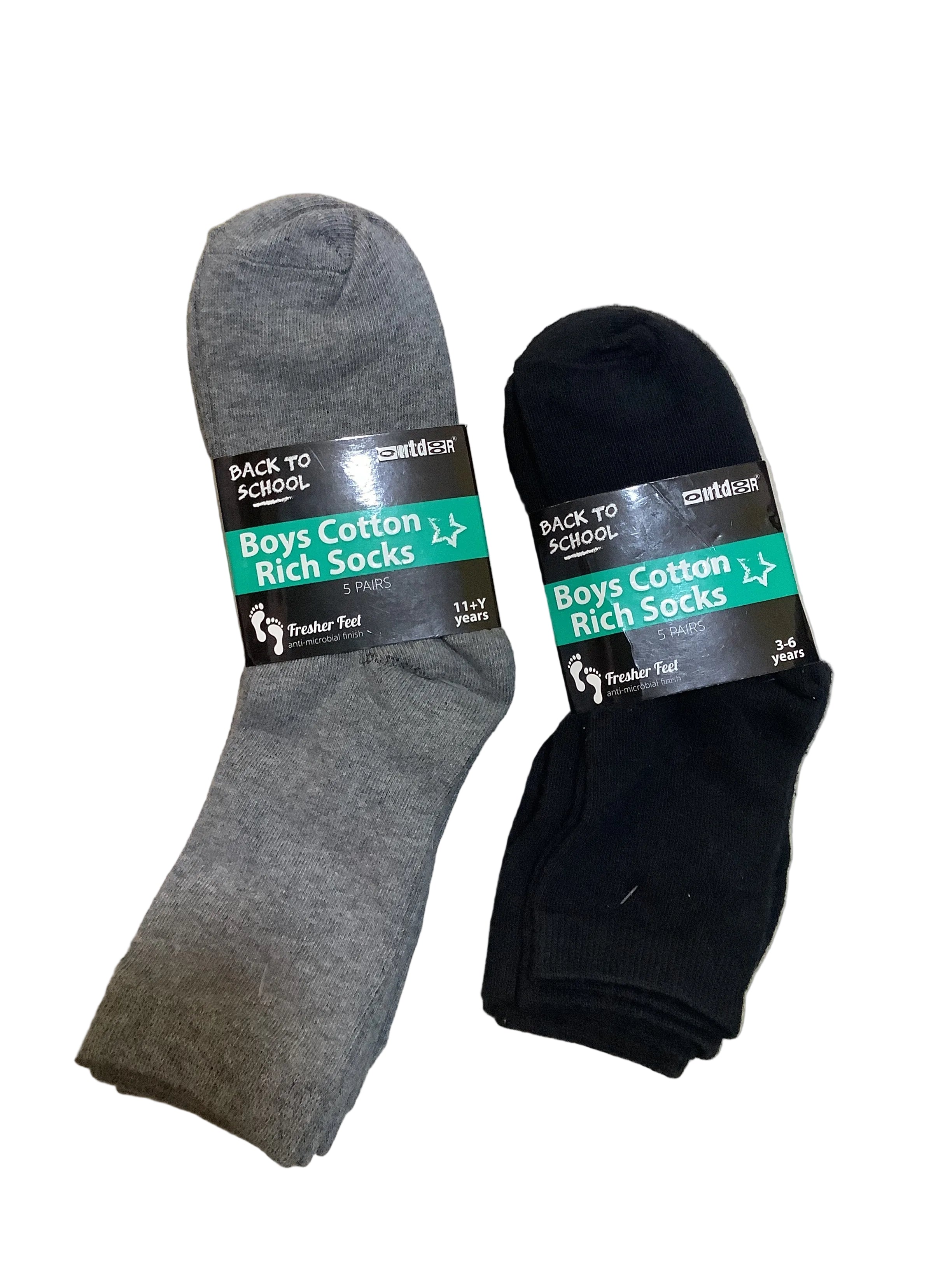 Outdoor Back To School Boys Cotton Rich Socks (5 Pairs)