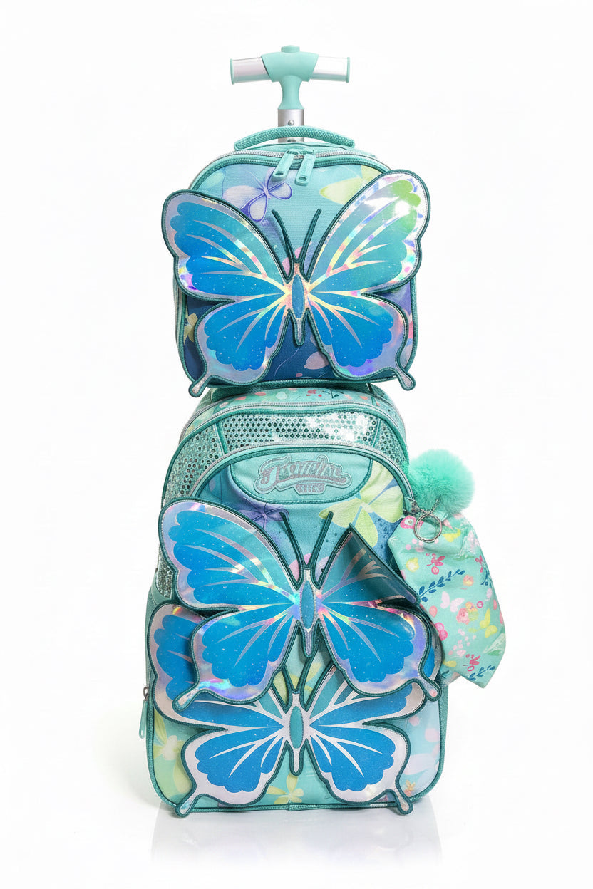 Jasmine Star Designers Trolley Back to School Bag with Lunch Bag and Pencil Bag