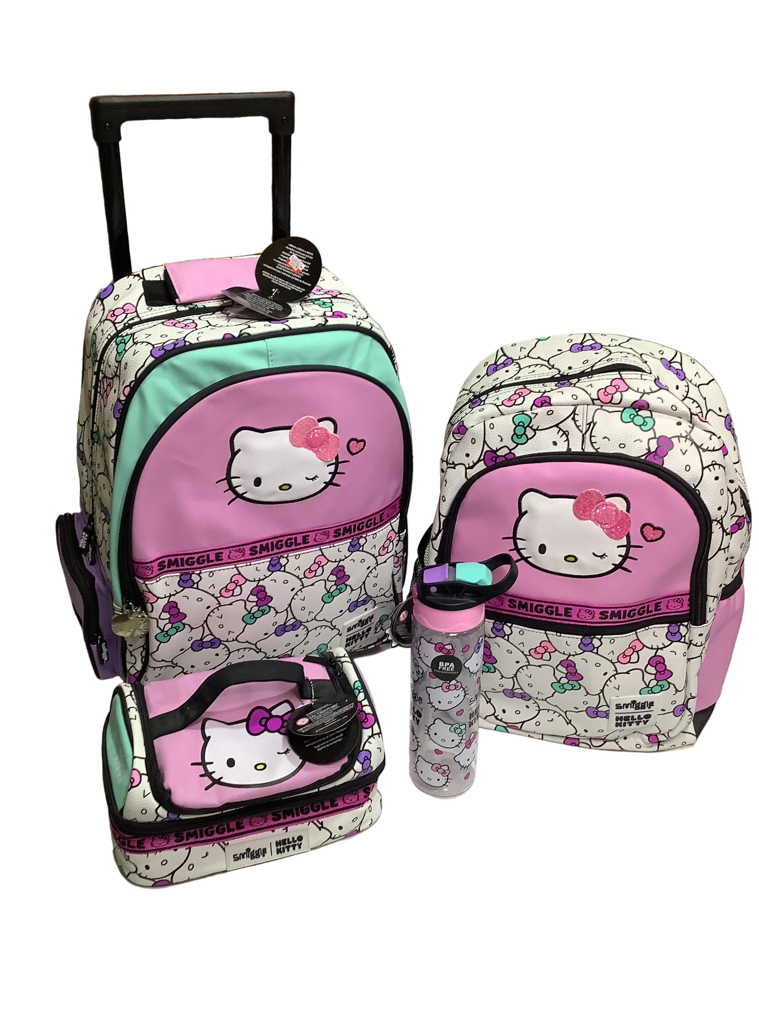 Smiggle Hello Kitty Light Up 4 in 1 Trolley Backpack Sets.
