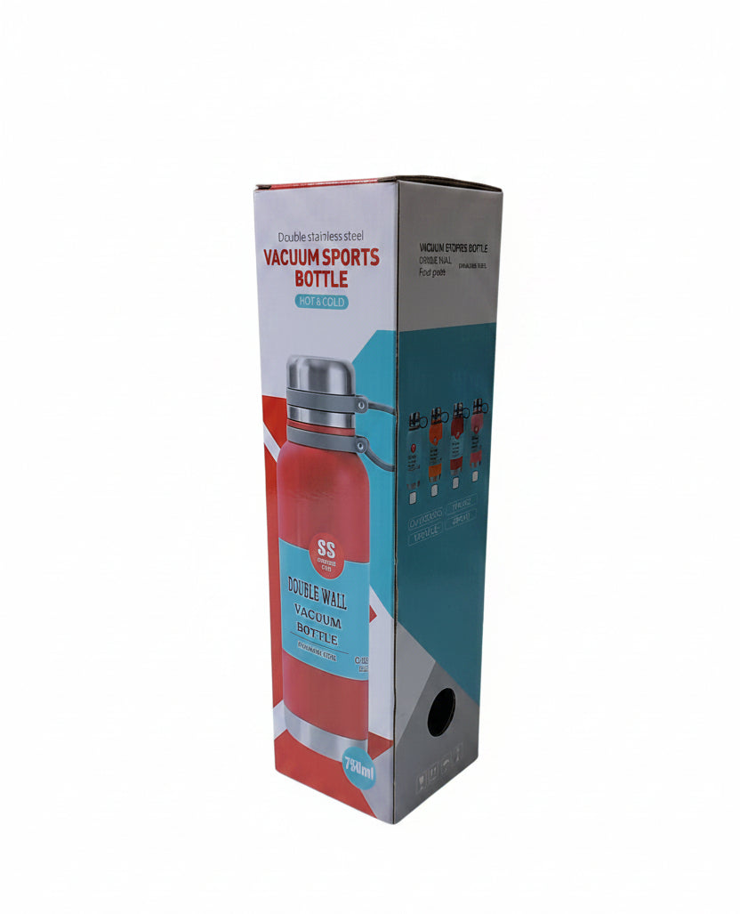 Double Stainless Steel Vacuum Sports Bottle 750ml (Hot & Cold).