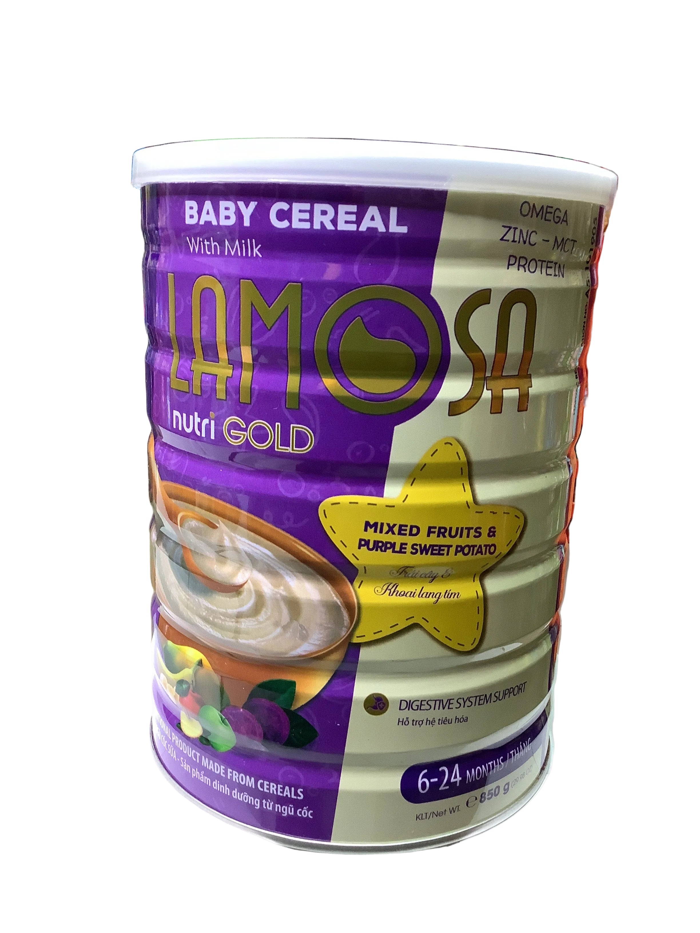 Lamosa Nutri Gold Mixed Fruits & Purple Sweet Potato Baby Cereal 850g (6-24 Months)