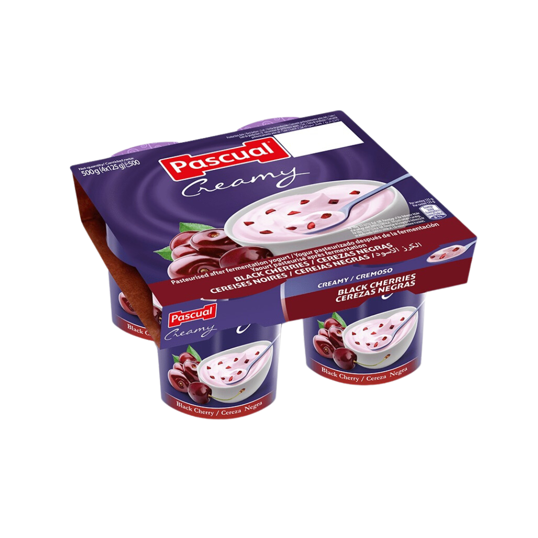 Pascual Creamy Black Cherries Yoghurt (4pk)