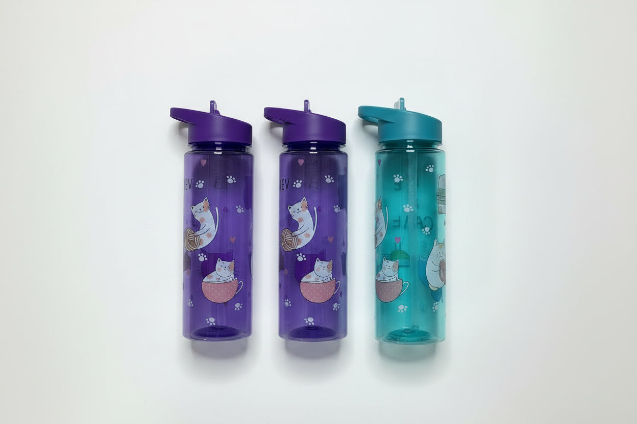 Love & Care Transparent Water Bottle With Straw.