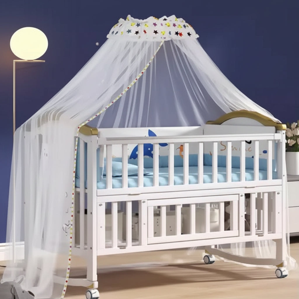 Baby wooden bed with gold designs